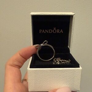 Pandora Silver Bow Ring and Princess Ring